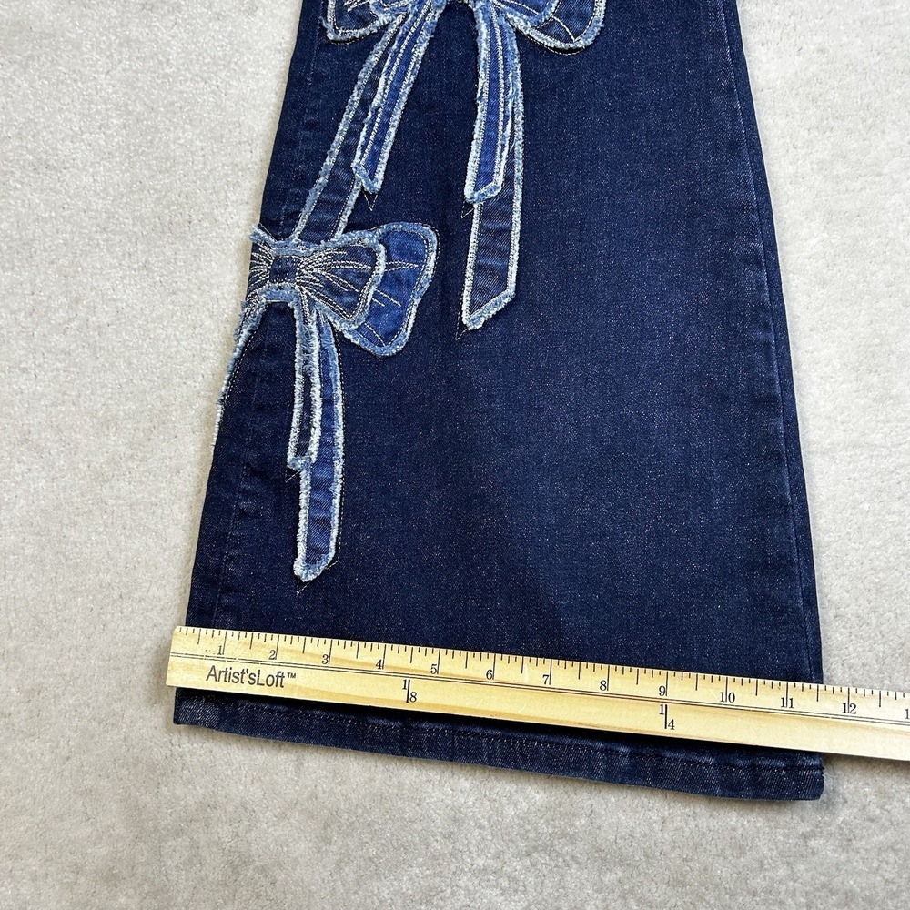 Driftwood Farrah Embroidered Flare Jeans Women's 28x32.5 Bows Denim Stretch - Picture 4 of 10